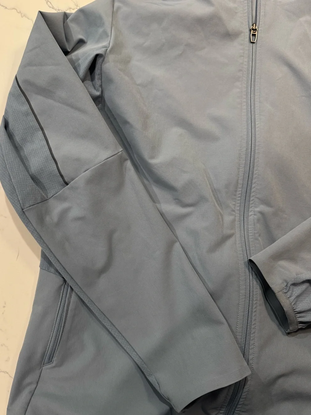 Men's Light Blue Hooded Rain Jacket